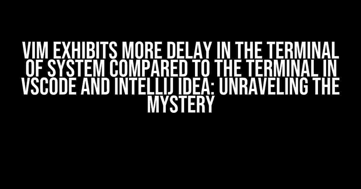 Vim exhibits more delay in the terminal of system compared to the terminal in VSCode and IntelliJ IDEA: Unraveling the Mystery